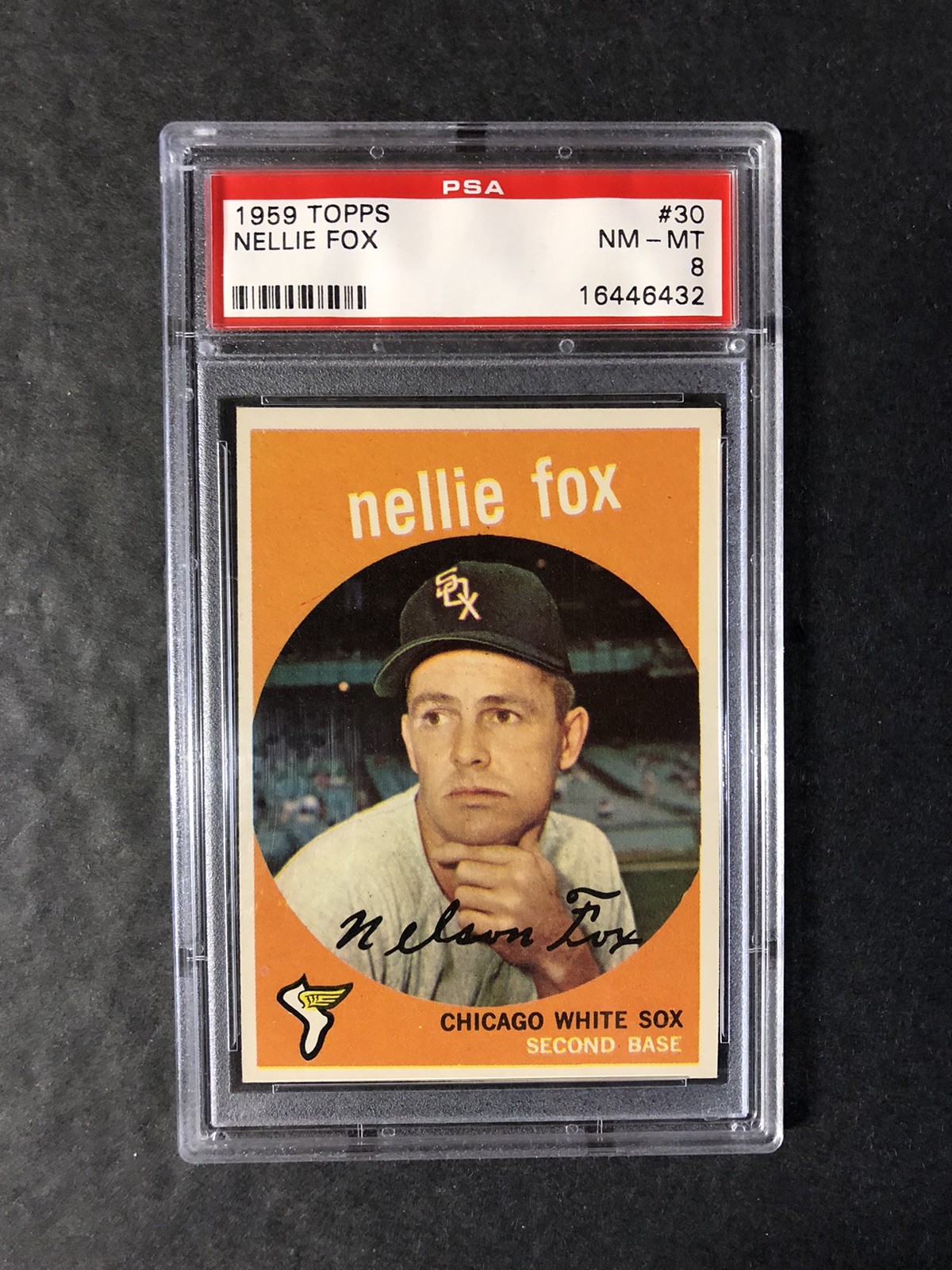 1959 Topps Nellie Fox 30 PSA 8; Very sharp, No printer lines or flaws!!