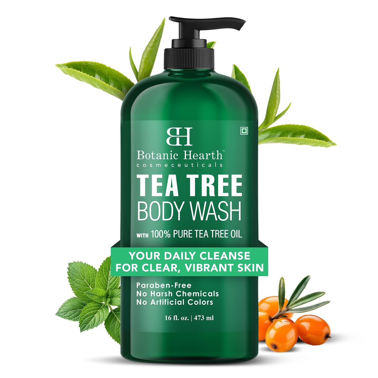 Botanic Hearth Tea Tree Body Wash 473 ml Antifungal Cleanser with Peppermint &