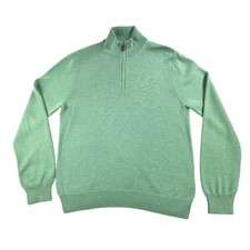 Brooks Brothers Sweater Mens Medium Green Mock Neck 1/4 Zip Supima Cotton Knit