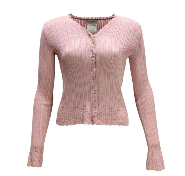 DIOR Vintage Silk Cardigan Pointelle Galliano Era 2000s Small FR38