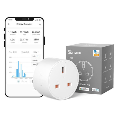 Sonoff WiFi Smart Plug Steckdose Mini Smart Steckdose Energie Stromüberwachung Neu