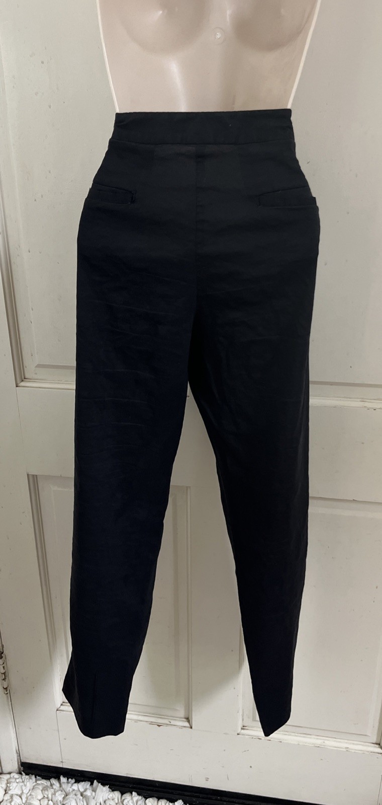 THEORY Women's RARE! Black GIOTO Linen Blend Straight Leg Chino Pants Sz 12 image 5