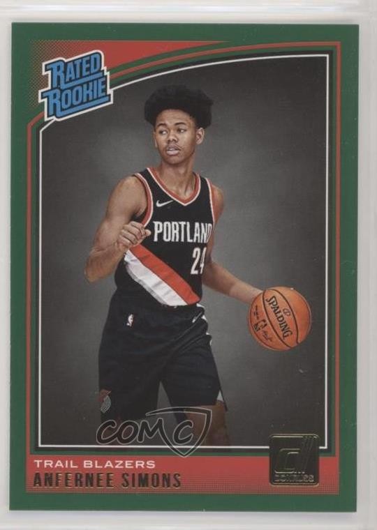 2018-19 Panini Donruss Rated Rookies Green Flood Anfernee Simons #186 02ez