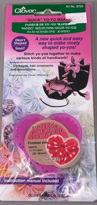 new Clover Small Heart Shaped Quick Fabric Yo-Yo Maker 1'' x 1 1/4'' #8704