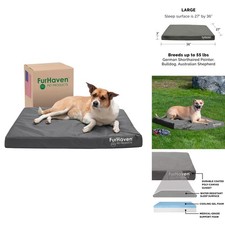 Furhaven Cooling Gel Dog Bed - Stone Gray, Large, Up to 55 lbs