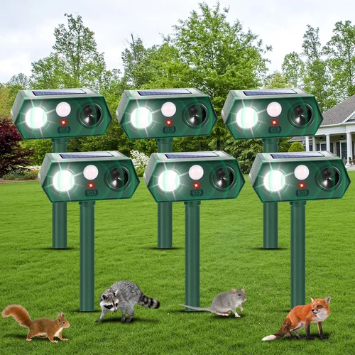 4/6Pack Solar Ultrasonic Animal Repellent Dog Skunk Deer Raccoon For Garden