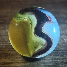 Vintage Akro Agate Eggyolk Oxblood Milky Base Glass 5/8"