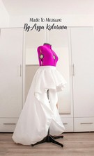 Elegant High-Low Puffy Skirt White Taffeta Wedding Skirt, Custom