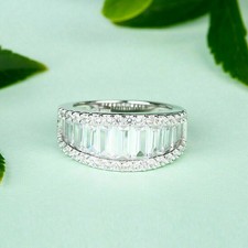 Simulated 9.20CT Emerald  Round Cut Shiny Sapphire Women's Bride Wedding Ring