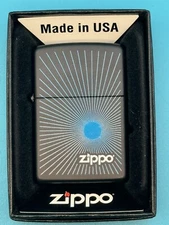 Vintage 2009 Zippo Starburst Black Matte Zippo Lighter NEW