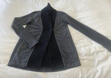 Lululemon Womens SZ 6  Gray Heathered Bliss Break Jacket Yoga Cardigan One Snap