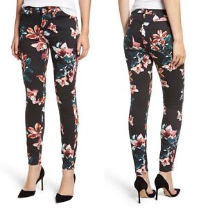 Nwot 7 For All Mankind Ankle Skinny Moonlight Orchid Floral Stretch Jeans Sz 24 Ebay