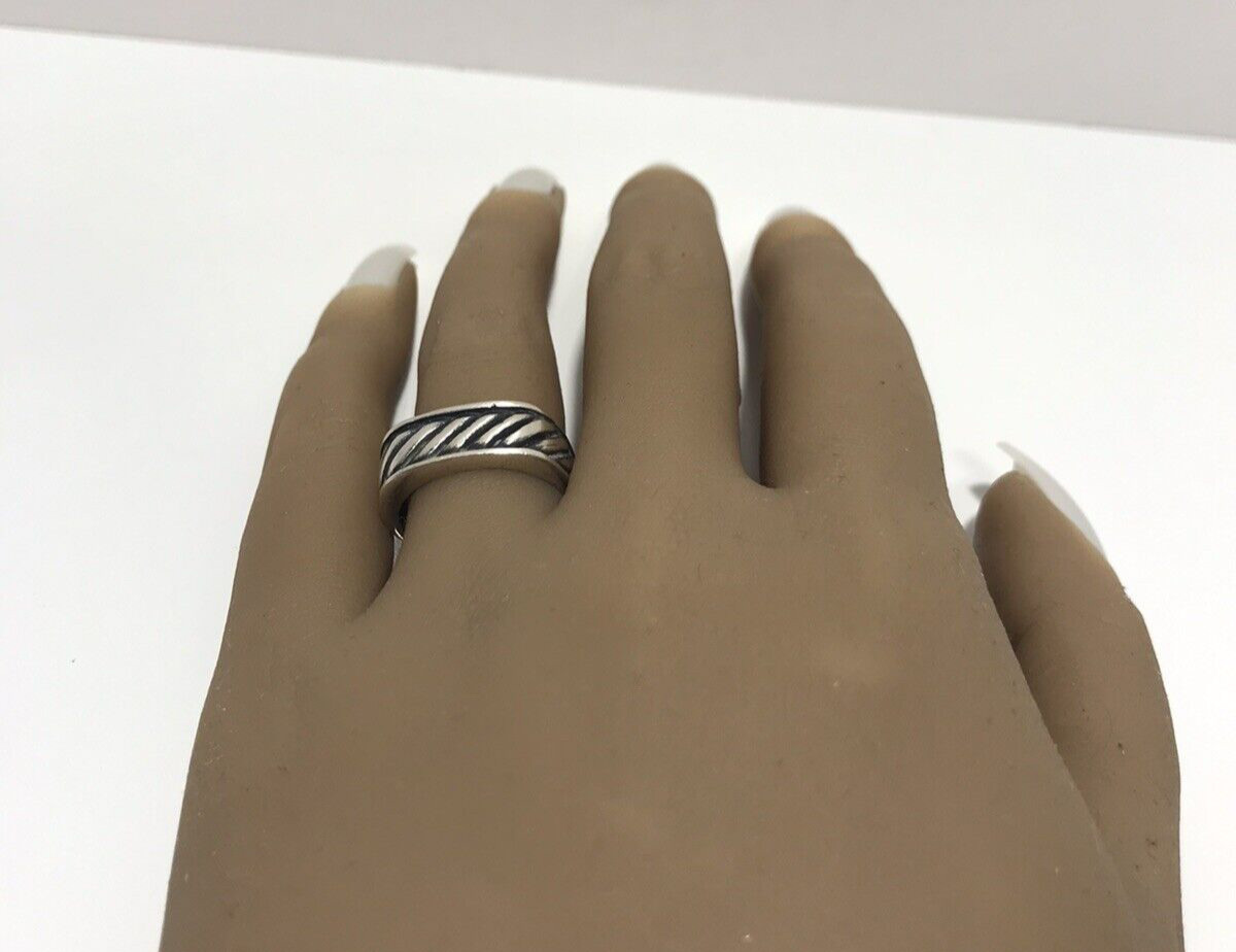 Sterling Silver Rope Texture Ring Size 7 - image 3