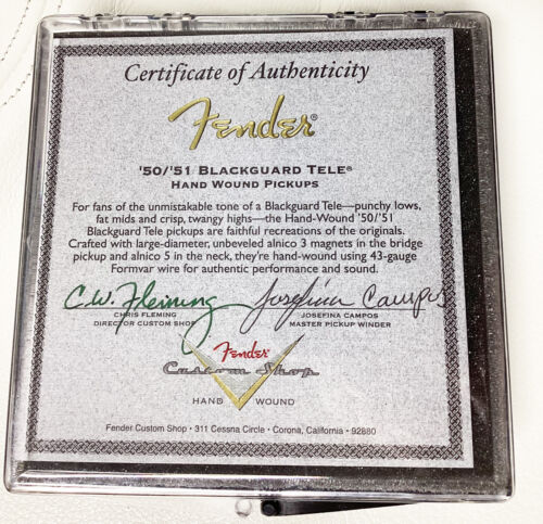 2019 Fender Telecaster Josefina Pickups 50/51 Blackguard '50/'51 Never Installed