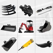 Mini Excavator Attachments : Bucket,Hammer, Ripper, Rake, Auger, Quick change