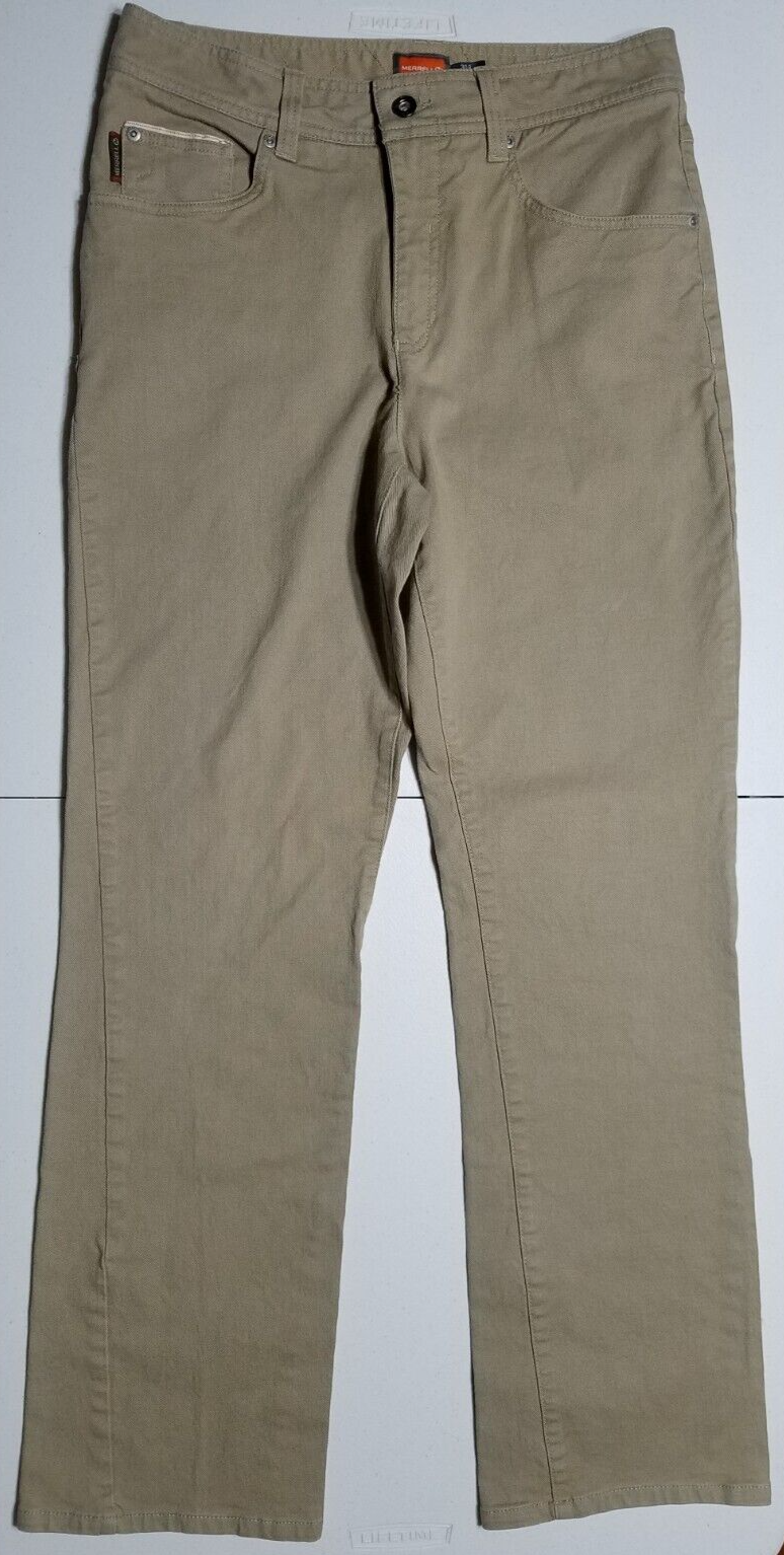 Jeans uomo Merrell kaki denim outdoor lavoro casual foderato elasticizzato taglia 30R