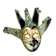 Black  Gold Musical Joker Jester Masquerade Mask Mardi Gras Decoration Mask