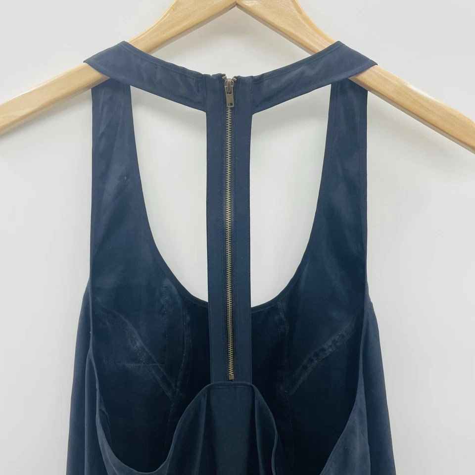 Blusa Walter Baker Mujer Talla 8 Sin Mangas Cremallera Espalda en T 100% Seda Negra 368 Foto 3 de 4