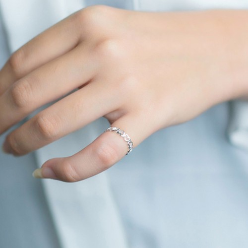 Genuine Sterling Silver Heart Star Solid Band Lady Girls Stacking Cuff Midi Ring - Picture 4 of 106
