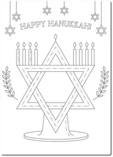 Color Your Own Hanukkah Star of David Menorah, DIY Coloring Magnet for Chanukkah