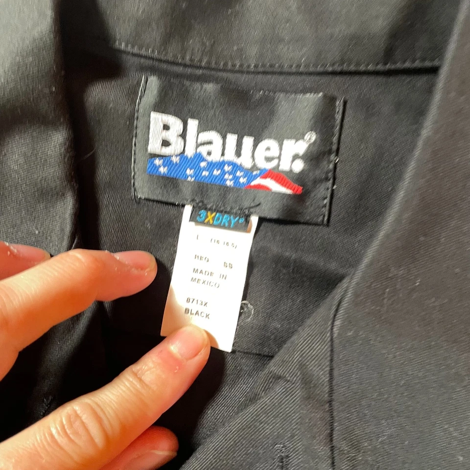 Camisa azul para hombre grande negra uniforme de aplicación de la ley bolsillos utilidad táctica Foto 4 de 4