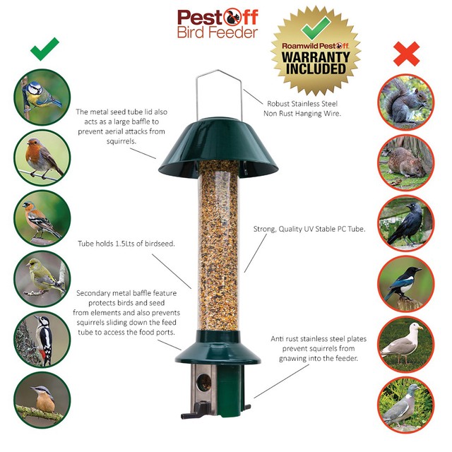 Roamwild Squirrel Proof Wild Bird Feeder Mixed Seed/Sunflower for