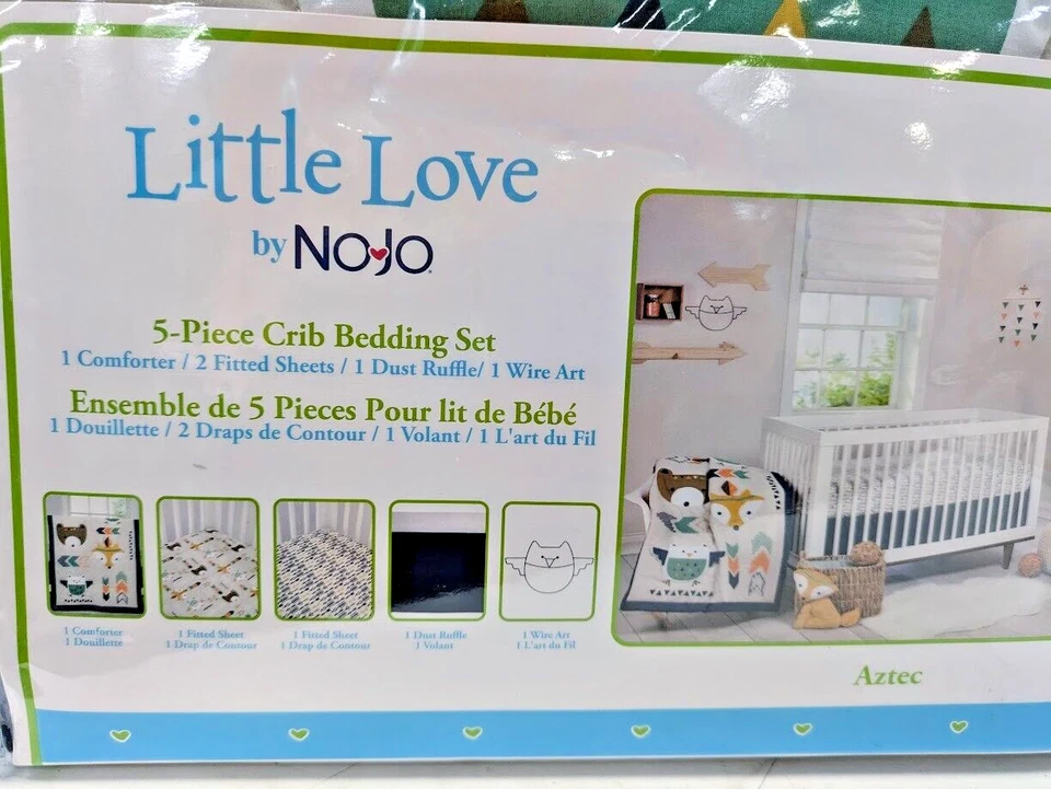 TOTALMENTE NUEVO Juego de cama para cuna Little Love Aztec by NoJo de 5 piezas/poliéster Foto 2 de 3