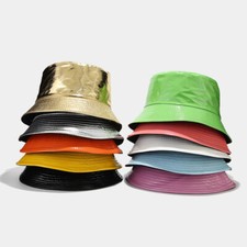 Unisex Metallic Shiny Bucket Hat Waterproof Fisherman Sun Protection Cap Fashion