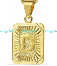 Letter "D" -18K Gold Filled HypoAllergenic Alphabet Pendant  Necklace Chain Set