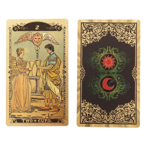 Gold Foil Tarot Deck Gift Box | Golden Plastic Tarot Cards + English Guidebook - Picture 3 of 11