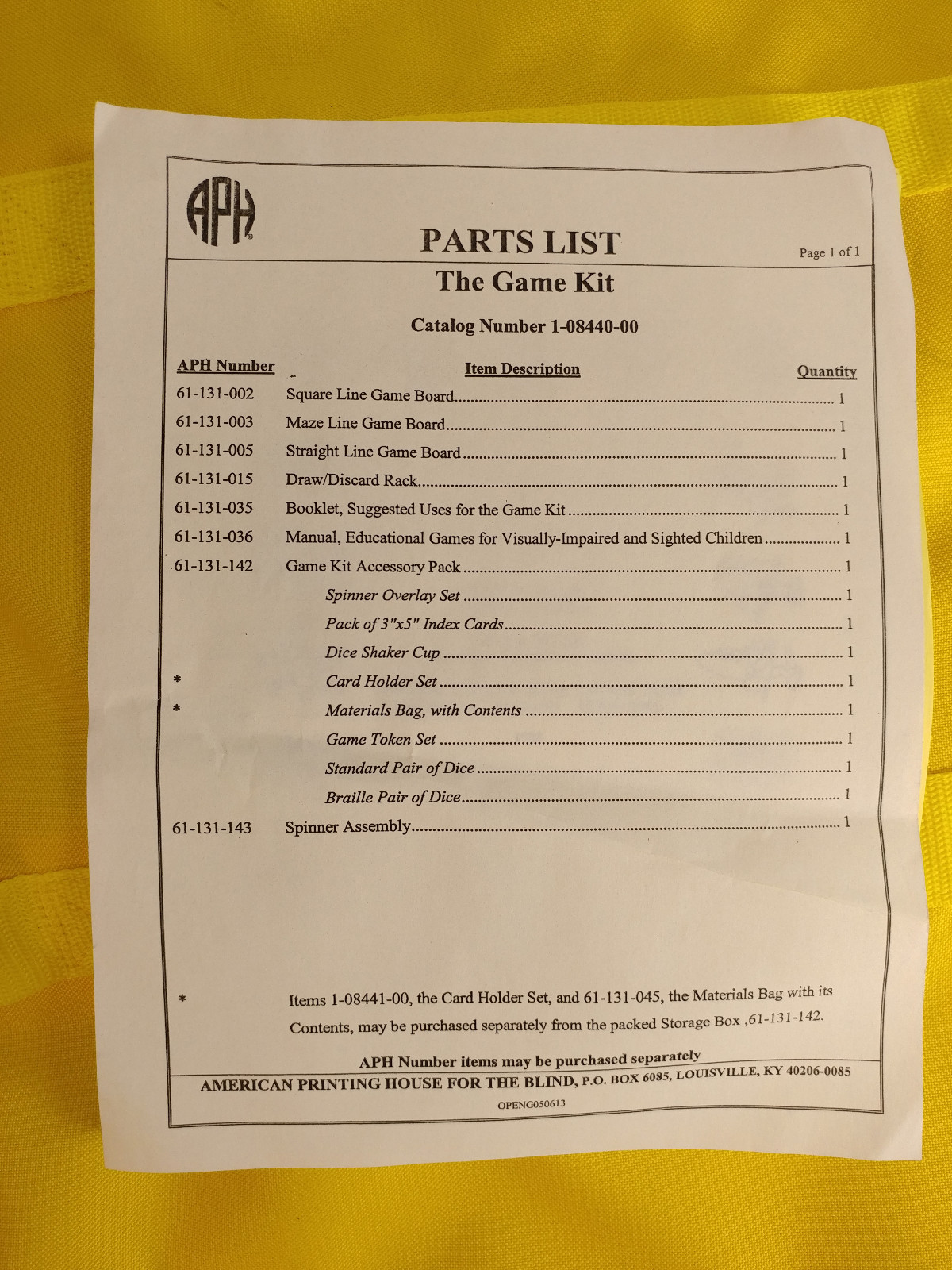 American Printing House for the Blind APH Light Box Materials Game Kit