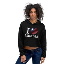 I Love Liberia Crop Hoodie