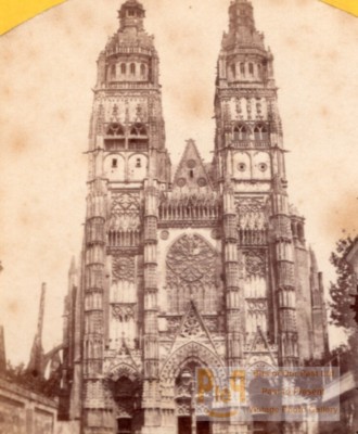Touren Dom Fassade Frankreich altes Stereo Foto 1860'
