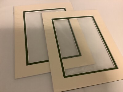 2 x 10'' mal 8'' DOPPELKANTE BEIGE DUNKELGRÜN FOTOHALTERUNGEN HALTEN FOTO Größe 8'' x 6''