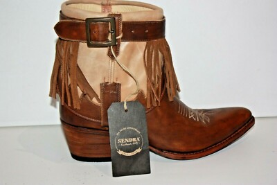 SENDRA Damen Stiefel Western Bike Leder Fransen Gr. 8,5 US / 7 UK / 40 FR NEU