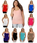 Womens Vest Top Ladies Plus Size Strappy Tank Plain Cami Stretch Long Nouvelle