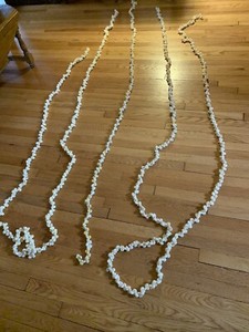 Vintage Blow Mold Christmas Popcorn Plastic Garland- Mostly Glittered Over 45 Ft
