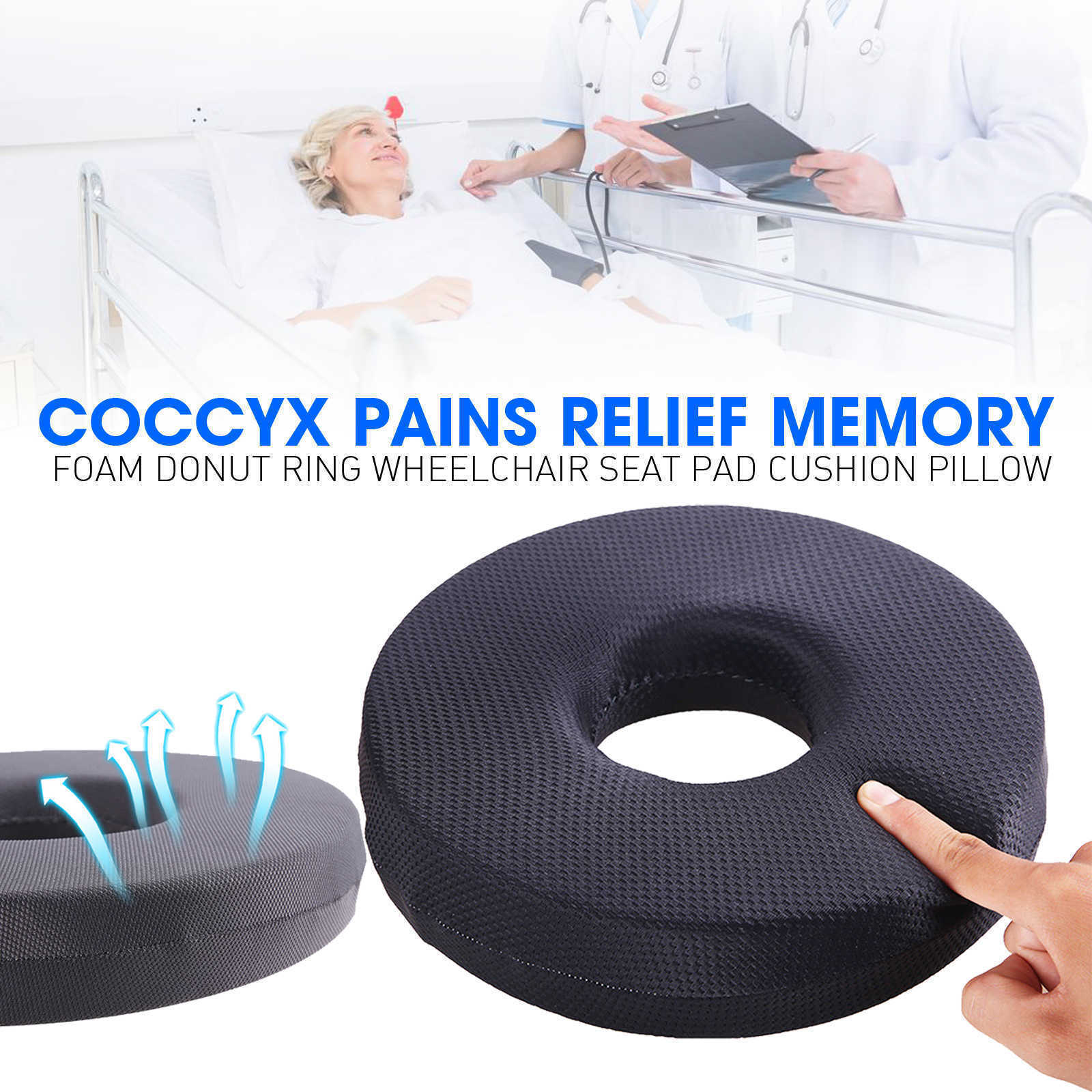Coccyx Pains Relief Memory Foam Donut Ring Wheelchair Seat Pad Cushion Pillow rG
