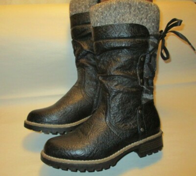 NWT MukLuks Women 8 Mid Calf Memory Foam Insole Water Resistant Flat Zip Up Boot