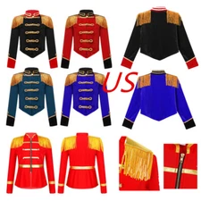 US Kids Girls Circus Ringmaster Cosplay Costume Stand Collar Long Sleeve Outfit