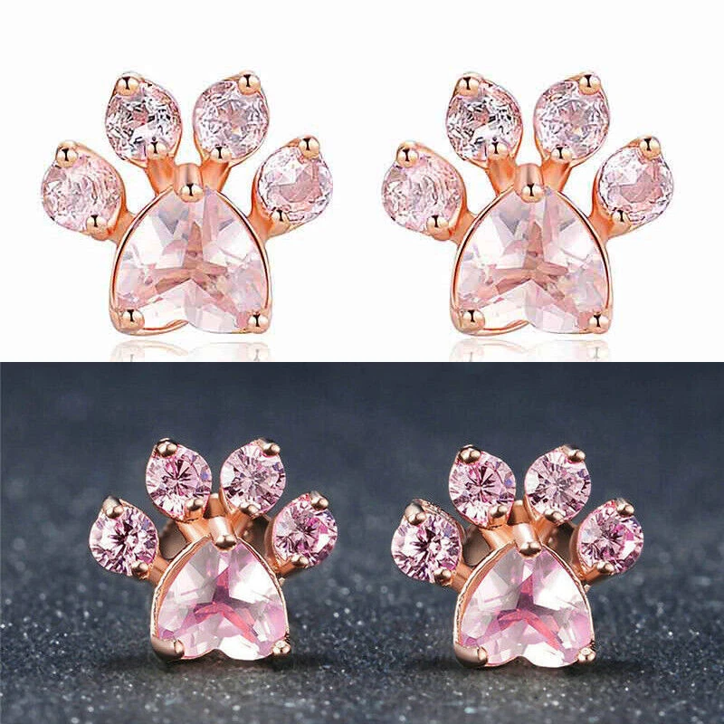 Brincos femininos folheados a ouro rosa 14k cristal rosa um par lindos brincos - Imagem 4 de 4