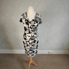 John Lewis Womens Dress size 10 Black and ivory Stretch workwear formal 