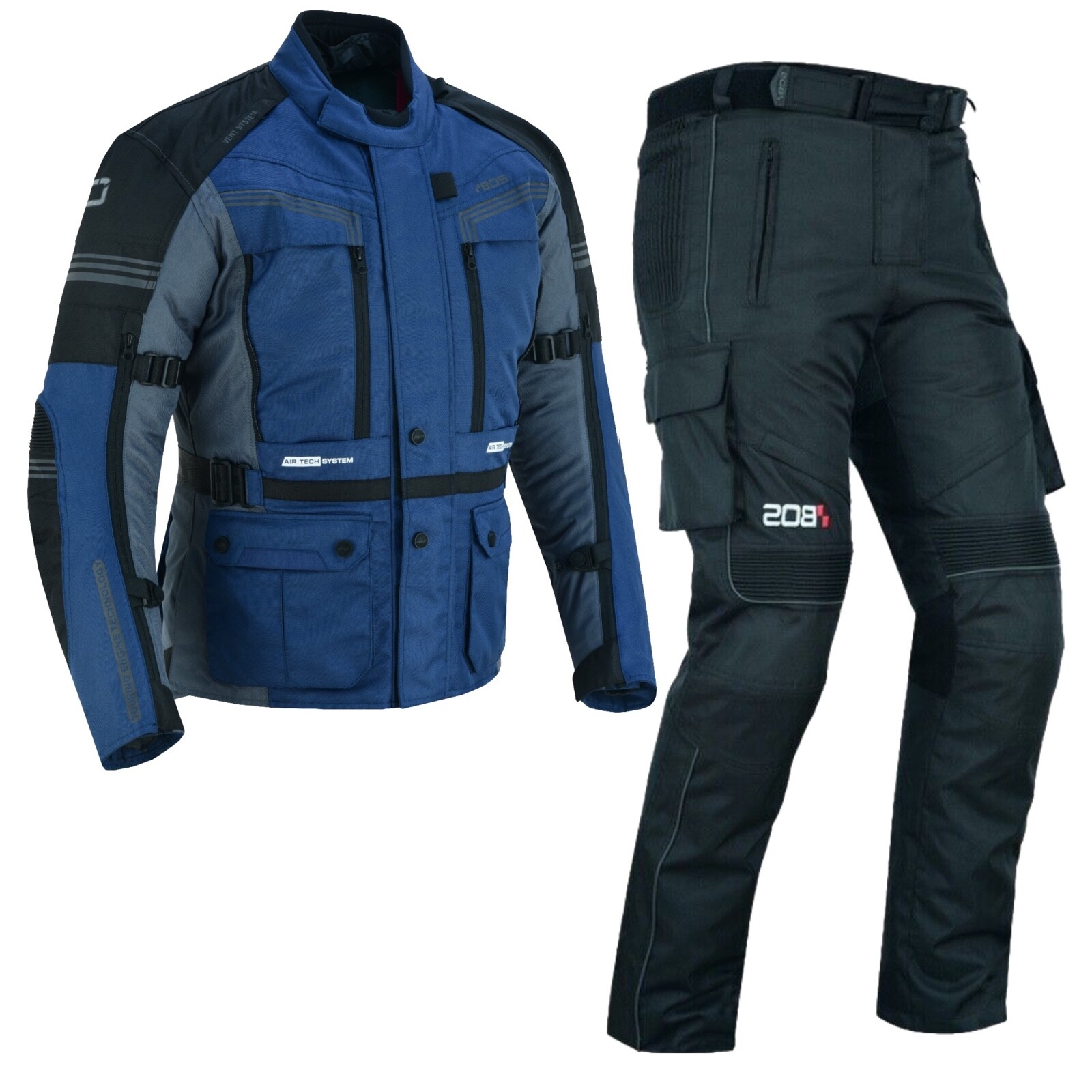 Giacca e pantaloni moto uomo tessuto combinato biker moto combinato nuovo