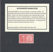 1086 - 1957 ALEXANDER HAMILTON - US Mint - info card and stamp mount