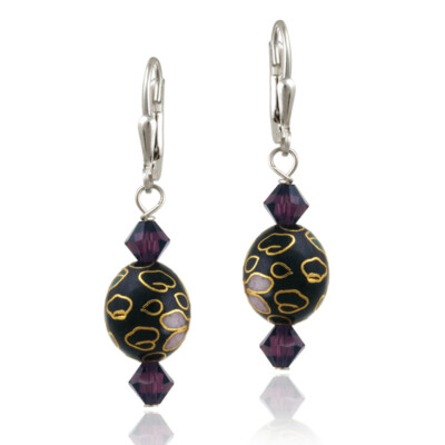 Silverspeck Blaue Cloisonné Tropfen-Ohrhänger mit Ovalen Perlen, 40 MM