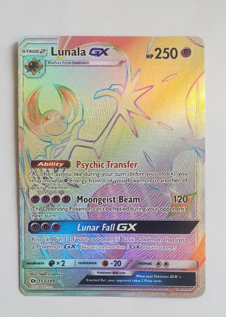 Lunala GX 153/149 Holo Secret Rare - NM - Pokemon Card - Sun & Moon