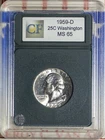 1959-D 25C Silver Washington Head Quarter BU++ in Easily Opened Slab + Bonus