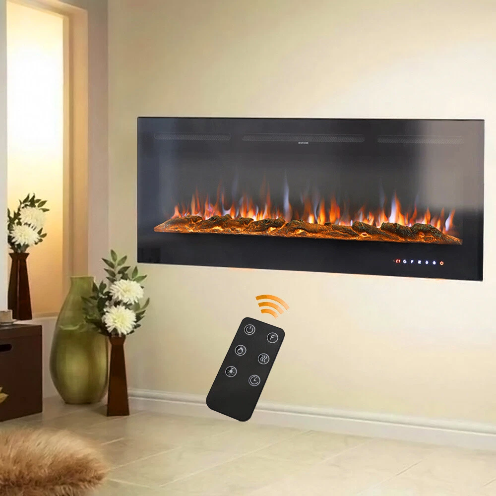 Electric 40u0026#034;/50/60u0026#034; Wall Insert LED Fireplace Crystal Log Fire  Decorative Remote | eBay