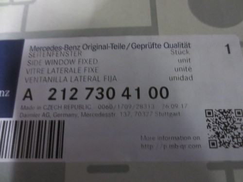 Mercedes W212 E Class 09-16 Rear Left Quarter Glass Part No A212 730 41 00 - Picture 2 of 2