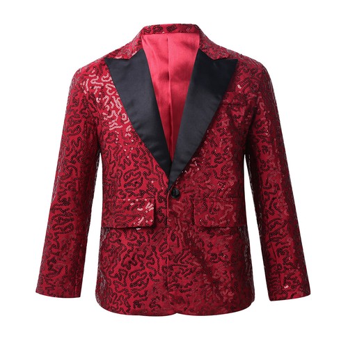 UK Boys Sparkly Sequined Suit Blazer One Button Lapel Birthday Party Jacket Coat - Picture 24 of 56
